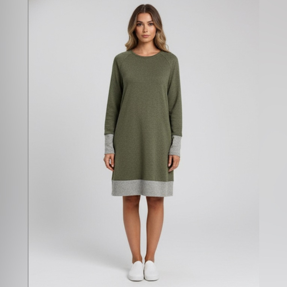 Green Contrast Tee Dress